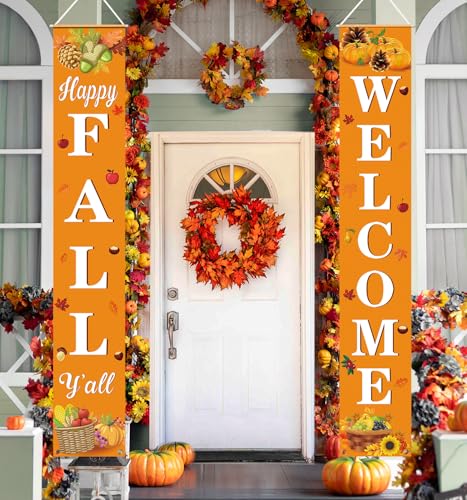 Herbstdekoration – Herbsternte Hängendes Banner Willkommen Happy Fall Banner, Herbstdekorationen für Zuhause – 177,8 x 30,5 cm Herbst Veranda Schilder für Herbsternte Thanksgiving Party Dekorationen Herbstdekoration – Herbsternte Hängendes Banner Willkommen Happy Fall Banner, Herbstdekorationen für Zuhause – 177,8 x 30,5 cm Herbst Veranda Schilder für Herbsternte Thanksgiving Party Dekorationen von JENFALL