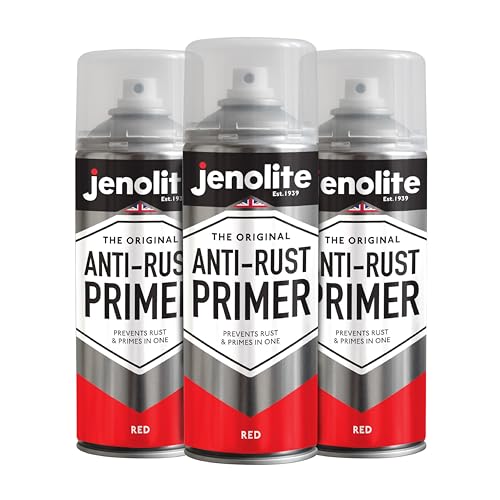 JENOLITE Rostschutz Grundierung Spray | ROT | 3x400ml | Hochleistungs-Metallgrundierung | Schutz vor Rost & Korrosion | Grundierung für Autos, Heizkörper, Gartenmöbel & mehr von JENOLITE