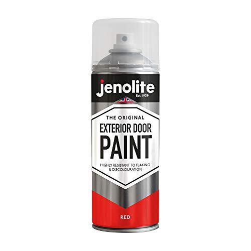 JENOLITE Außentürfarbe Sprühspray | Metall & Holztüren, Garagentore & Fenster | Rot | 400 ml | RAL 3020 von JENOLITE