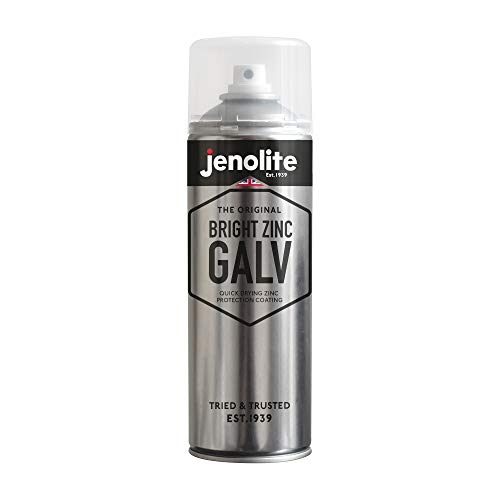 JENOLITE Bright Zink-Sprühfarbe, verzinkt, All-in-One-Grundierung und Decklack, ideal für Schnitte und Schweißnähte, 500 ml (überlegener Schutz vor Rost und Korrosion) von JENOLITE