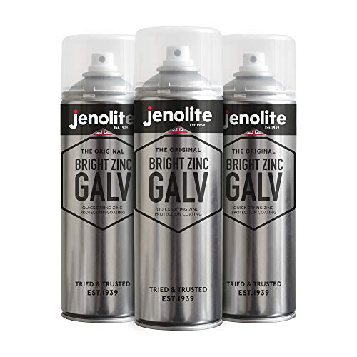 JENOLITE Sprühfarbe aus Zink, verzinkt, All-in-One-Grundierung und Decklack, 3 x 500 ml (hervorragender Schutz gegen Rost und Korrosion) von JENOLITE