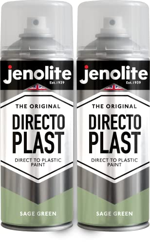 JENOLITE Directoplast Glanzlack | Salbeigrün | Multi-Surface Sprühfarbe | Für alle Arten von Kunststoff | Keine Grundierung erforderlich | 2 x 400 ml | RAL 7494C von JENOLITE