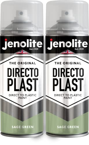 JENOLITE Directoplast Glanz-Sprühfarbe | SALBEIGRÜN | 2x400 ml | Sprühfarbe für zahlreiche Oberflächen | Für alle Kunststoffarten | Keine Grundierung erforderlich | RAL 7494C von JENOLITE
