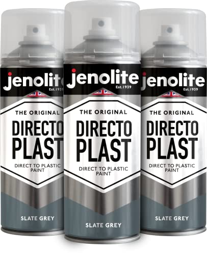 JENOLITE Directoplast Glanz-Sprühfarbe | SCHIEFERGRAU | 3x400 ml | Sprühfarbe für zahlreiche Oberflächen | Für alle Kunststoffarten | Keine Grundierung erforderlich | RAL 7031 von JENOLITE