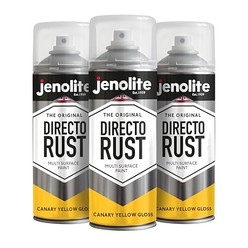 JENOLITE Directorust Glänzende Sprühfarbe | KANARIENGELB | 3x400ml | Spraydosen Sprühfarbe DIY | Mehrere Oberflächen Glanzfarbe: Holz, Metall, Kunststoff, Keramik, verrostete Oberflächen | RAL1018 von JENOLITE