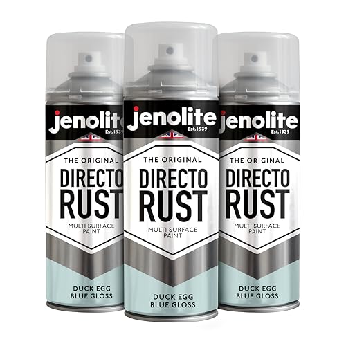 JENOLITE Directorust Glänzende Sprühfarbe | ENTENEI BLAU | 3x400ml | Spraydosen Sprühfarbe DIY | Mehrere Oberflächen Glanzfarbe: Holz, Metall, Kunststoff, Keramik, verrostete Oberflächen | BS16C33 von JENOLITE