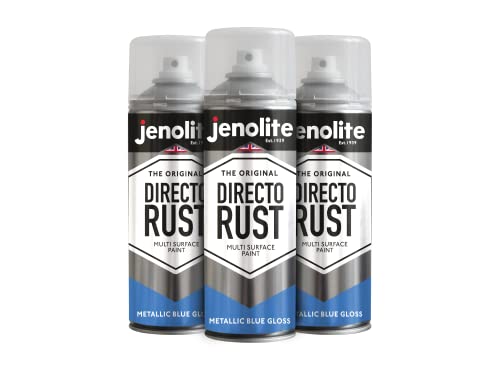 JENOLITE Directorust Metallic Blue Gloss Sprühfarbe, direkt auf Rost auftragen, Grundierung, Unterwolle und Decklack, 3 x 400 ml von JENOLITE