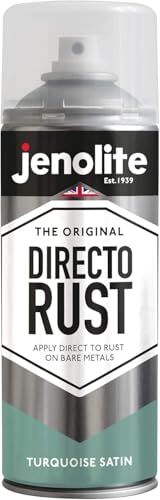 JENOLITE Directorust Seidenmatte/Satin Sprühfarbe | Türkisblau | 400ml | Direkt-zu-Rost-Sprühfarbe für Metall, Kunststoffe und Holz | Satin-Sprühfarbe für Innen und außen | RAL6034 von JENOLITE