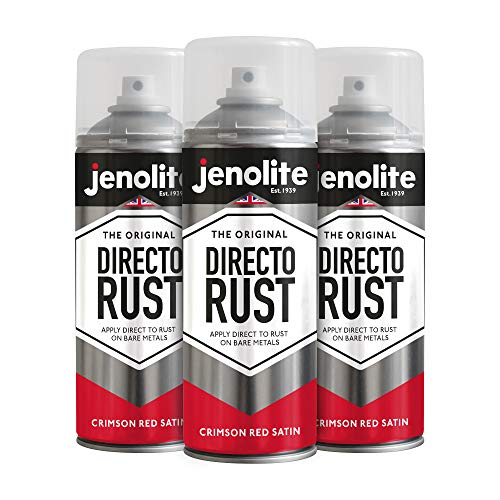 JENOLITE- Directorust Rostschutzfarbe. Multifuntions Sprühfarbe für verschiedene Oberflächen. Farbe: Crimson Red Satin. Inhalt: 3x 400ml von JENOLITE