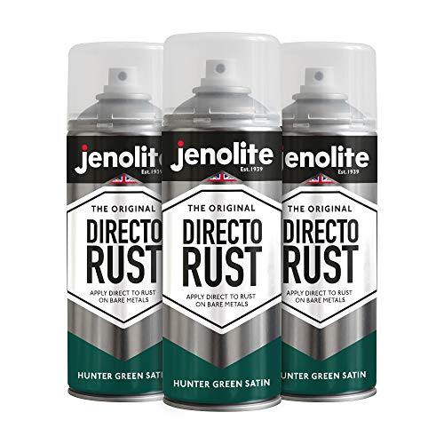 JENOLITE- Directorust Rostschutzfarbe. Multifuntions Sprühfarbe für verschiedene Oberflächen. Farbe: Hunter Green Satin. Inhalt: 3x 400ml von JENOLITE