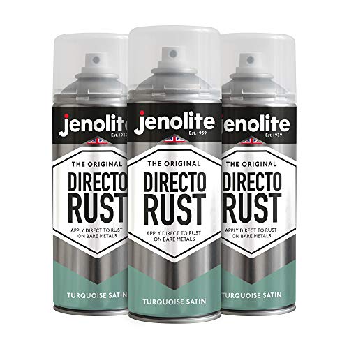 JENOLITE- Directorust Rostschutzfarbe. Multifuntions Sprühfarbe für verschiedene Oberflächen. Farbe: Turquoise Satin. Inhalt: 3x 400ml von JENOLITE