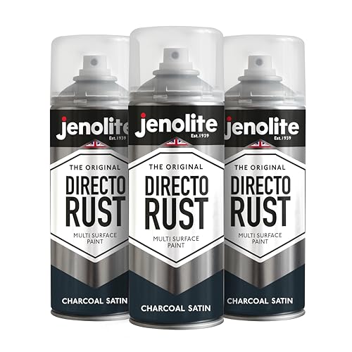 JENOLITE Directorust Satinfarbe | ANTHRAZITGRAU | Sprühfarbe für mehrere Oberflächen | Zur Verwendung auf Holz, Metall, Kunststoff, Keramik, Verrosteten Oberflächen | 3 x 400ml | RAL 7016 von JENOLITE