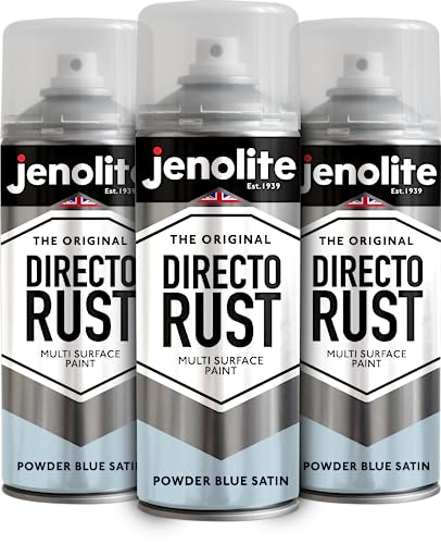 JENOLITE Directorust Satinfarbe | PULVERBLAU | Sprühfarbe für mehrere Oberflächen | Zur Holz, Metall, Kunststoff, Keramik, Verrosteten Oberflächen | 3 x 400ml | RAL 240 80 10 von JENOLITE