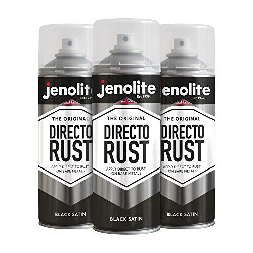 JENOLITE Directorust Seidenmatte/Satin Sprühfarbe | Schwarz | 3x400ml | Direkt-zu-Rost für Metall, Kunststoffe und Holz | Innen und Außen | RAL 9005 von JENOLITE