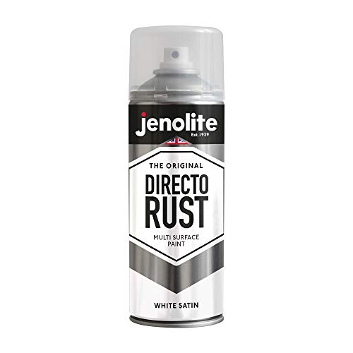 JENOLITE Directorust Seidenmatte/Satin Sprühfarbe | Weiß | 400ml | Direkt-zu-Rost-Sprühfarbe für Metall, Kunststoffe und Holz | Satin-Sprühfarbe für Innen und außen | RAL9016 von JENOLITE