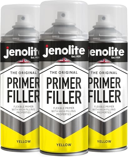 JENOLITE Grundfüller Aerosolfarbe | GELB | Flexible Grundierung mit hohen Fülleigenschaften | Füllt kleine Dellen und Kratzer für ein glattes Finish | 3 x 400 ml von JENOLITE