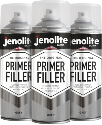 JENOLITE Grundfüller Aerosolfarbe | GRAU | Flexible Grundierung mit hohen Fülleigenschaften | Füllt kleine Dellen und Kratzer für ein glattes Finish | 3 x 400 ml von JENOLITE