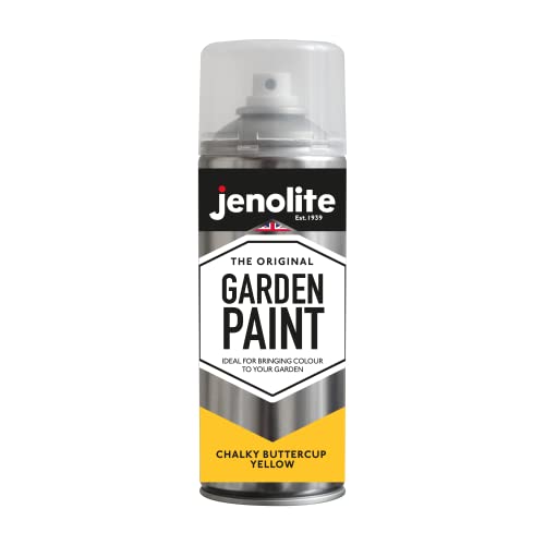 JENOLITE Gartenmöbel-Sprühfarbe | KREIDIGES BUTTERCUP-GELB | Ideal für Gartenmöbel und Ornamente | Anwendung auf Holz, Metall, Kunststoff, Stein, Keramik | 400ml | RAL 1018 von JENOLITE