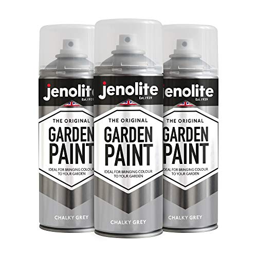 JENOLITE Gartenmöbel-Sprühfarbe | KREIDEGRAU | Ideal für Gartenmöbel und Ornamente | Anwendung auf Holz, Metall, Kunststoff, Stein, Keramik | 3 x 400ml | PANATONE 7544U von JENOLITE