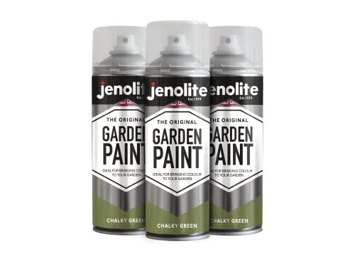 JENOLITE Gartenmöbel-Sprühfarbe | KREIDEGRÜN | Ideal für Gartenmöbel und Ornamente | Anwendung auf Holz, Metall, Kunststoff, Stein, Keramik | 3 x 400ml | PANTONE 378U von JENOLITE