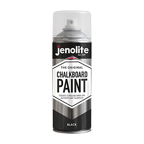 JENOLITE Kreidetafel Sprayfarbe - Matt Schwarz - 400 ml (Upgrade oder Erstellen einer Tafel auf den meisten Oberflächen - beschreibbaren und abwischbaren) von JENOLITE