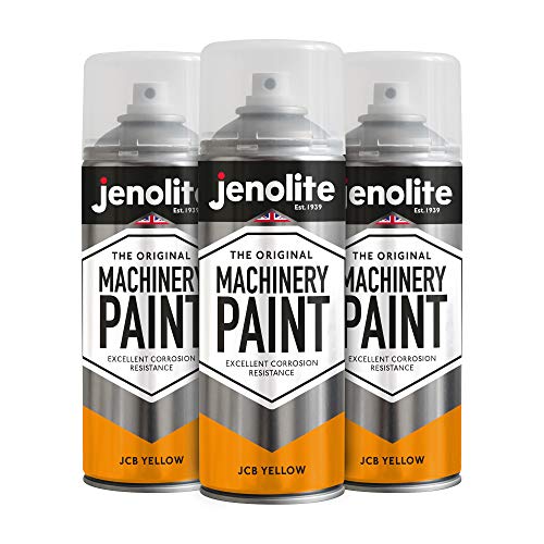 JENOLITE Maschinen- und Rasenmäher-Aerosolfarbe | JCB GELB | Multi-Oberflächen-Aerosolfarbe | Korrosionsbeständig für ein langanhaltendes Finish | 3 x 400 ml von JENOLITE