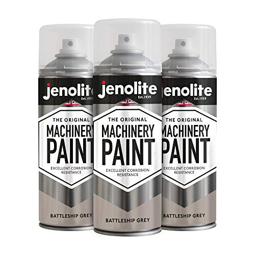 JENOLITE Maschinen- und Rasenmäher-Aerosolfarbe | SCHLACHTSCHIFF GRAU | Multi-Oberflächen-Aerosolfarbe | Korrosionsbeständig für ein langanhaltendes Finish | 3 x 400 ml von JENOLITE