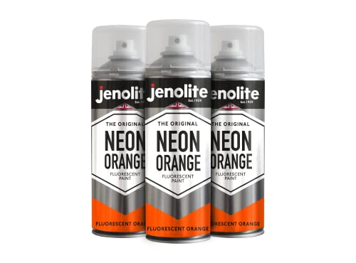 JENOLITE Neonorange fluoreszierende Sprühfarbe – 3 x 400 ml – hochwertige hochsichtbare Farbe für verschiedene Oberflächen von JENOLITE