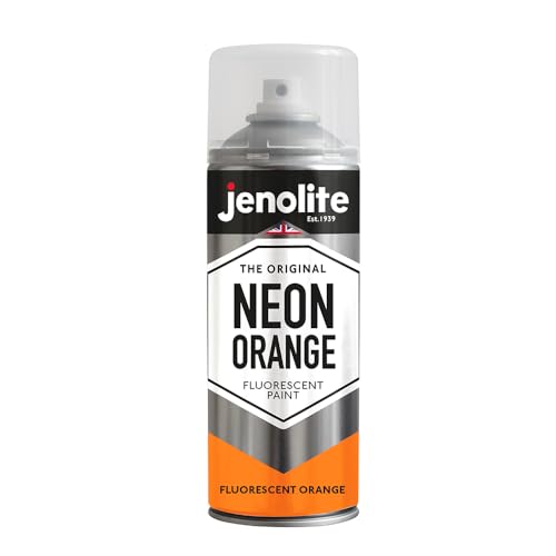 JENOLITE Neonorange fluoreszierende Sprühfarbe – 400 ml – hochwertige hochsichtbare Farbe für verschiedene Oberflächen von JENOLITE