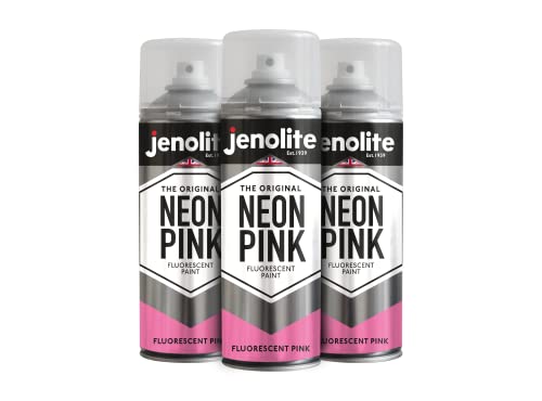 JENOLITE Neonpink fluoreszierende Sprühfarbe – 3 x 400 ml – hochwertige hochsichtbare Farbe für verschiedene Oberflächen von JENOLITE