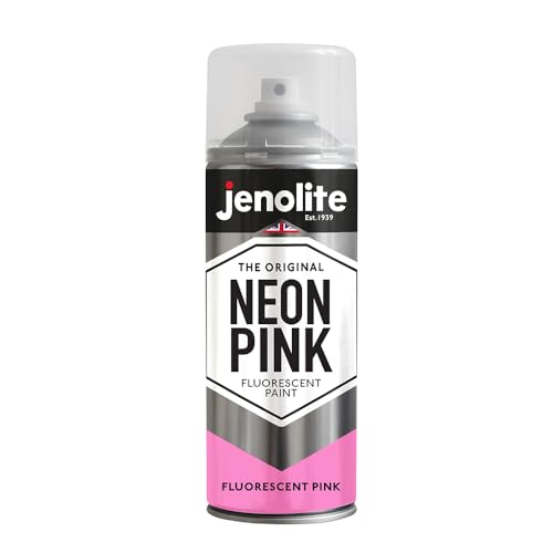 JENOLITE Neonpink fluoreszierende Sprühfarbe – 400 ml – hochwertige hochsichtbare Farbe für verschiedene Oberflächen von JENOLITE