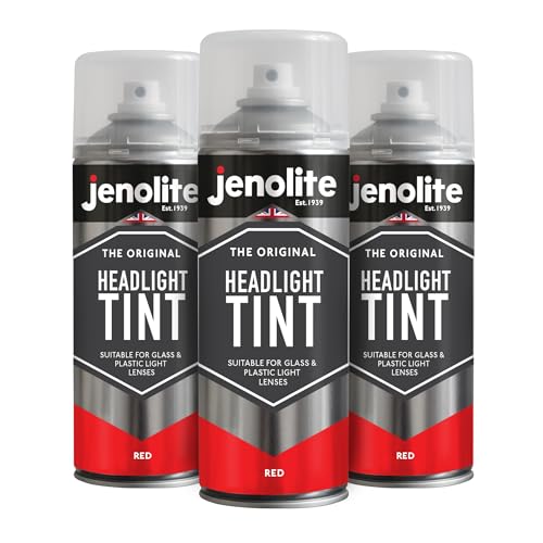 JENOLITE Scheinwerfer-Tönungsspray | ROT | 3x400 ml | Transparente Tönungsfarbe | Dezente Styling-Linsentönung für Autorücklichter | Geeignet für Glas- und Kunststofflinsen von JENOLITE