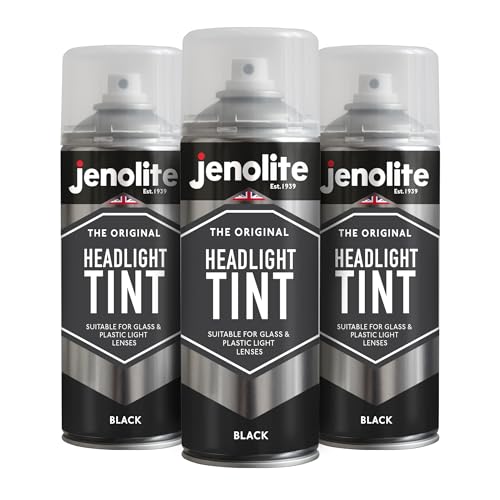 JENOLITE Scheinwerfer-Tönungsspray | SCHWARZ | 3x400 ml | Transparente Tönungsfarbe | Dezente Styling-Linsentönung für Autorücklichter | Geeignet für Glas- und Kunststofflinsen von JENOLITE