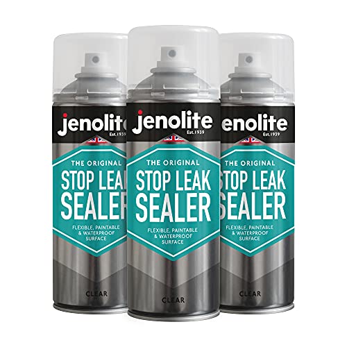 JENOLITE Stop Leak Dichtungsspray | KLAR | Wasserdichter Dichtstoff | Stopft, Versiegelt & Behebt Lecks | Dachrinnen, Flachdächer, Abflussrohre, Fenster | 3 x 400ml von JENOLITE