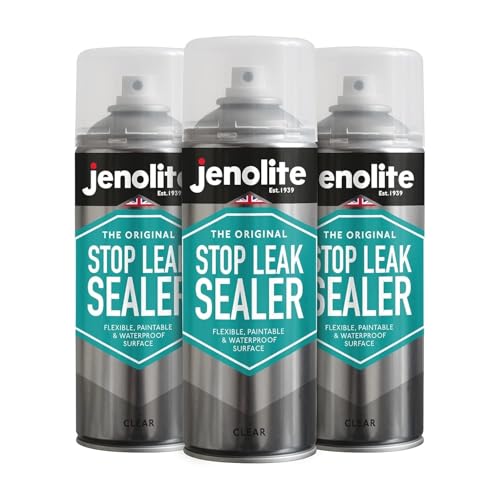 JENOLITE Stop Leak Dichtungsspray | KLAR | 3x400 ml | Wasserdichtes Dichtungsspray | Leckversiegelung für Dachrinnen und Flachdächer | Dachrinnenversiegelung, Dachreparatur, Flachdachreparatur von JENOLITE