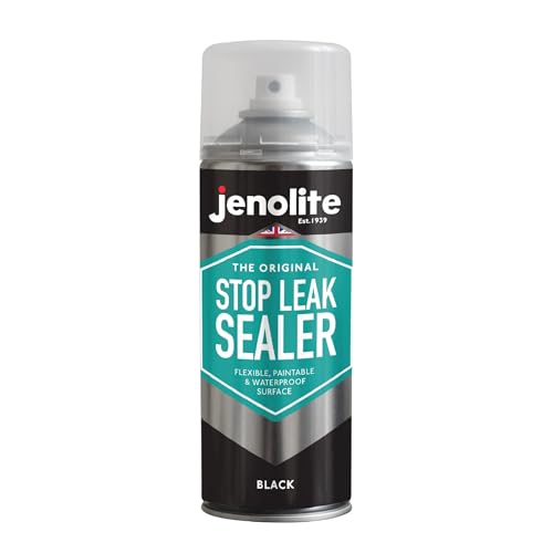 JENOLITE Stop Leak Dichtungsspray | SCHWARZ | 400 ml | Wasserdichtes Dichtungsspray | Leckversiegelung für Dachrinnen und Flachdächer | Dachrinnenversiegelung, Dachreparatur, Flachdachreparatur von JENOLITE