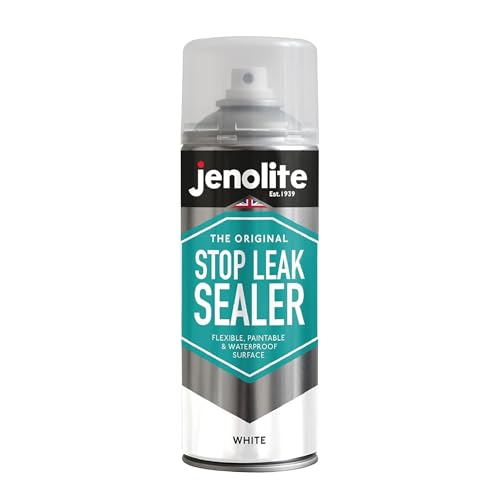 JENOLITE Stop Leak Dichtungsspray | WEIß | 400 ml | Wasserdichtes Dichtungsspray | Leckversiegelung für Dachrinnen und Flachdächer | Dachrinnenversiegelung, Dachreparatur, Flachdachreparatur von JENOLITE