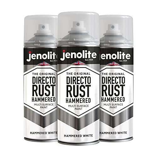 Jenolite Directorust Sprühfarbe, gehämmert, direkt auf Rost auftragen, Weiß, 400 ml, 3 Stück von JENOLITE