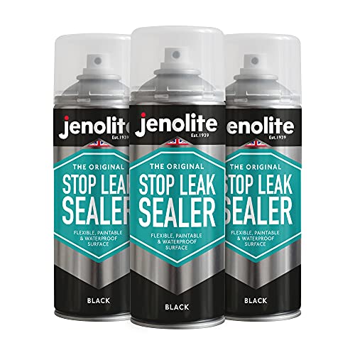 JENOLITE Stop Leak Dichtungsspray | SCHWARZ | Wasserdichter Dichtstoff | Stopft, Versiegelt & Behebt Lecks | Dachrinnen, Flachdächer, Abflussrohre, Fenster | 3 x 400ml von JENOLITE