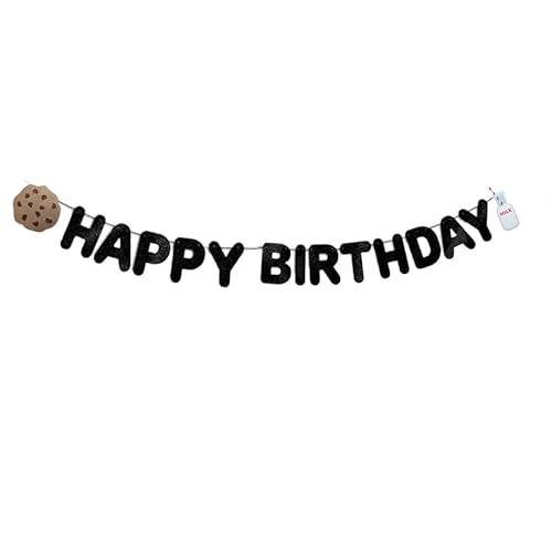 JENSENLIN Milk and Cookies Happy Birthday Banner Schwarz Party Dekorationen Baby Shower Foto Requisite JENSENLIN Milk and Cookies Happy Birthday Banner Schwarz Party Dekorationen Baby Shower Foto Requisite von JENSENLIN