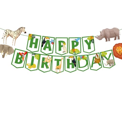 JENSENLIN Safari Happy Birthday Banner, Dschungeltiere Party Dekoration, Zoo Themed Hanging Letter Sign JENSENLIN Safari Happy Birthday Banner, Dschungeltiere Party Dekoration, Zoo Themed Hanging Letter Sign von JENSENLIN