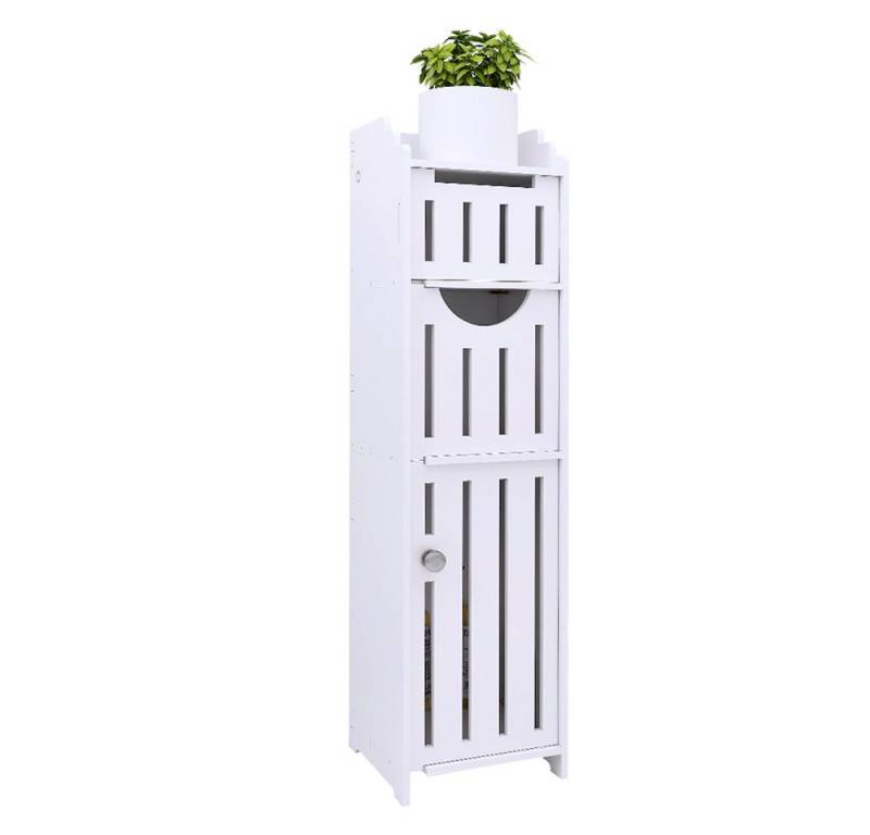 JEOBEST Badkommode Toilettenschrank, Badezimmerschrank, Platzsparend, (1-St, Badregal), Schmal mit Tür, 20x18x78 cm von JEOBEST