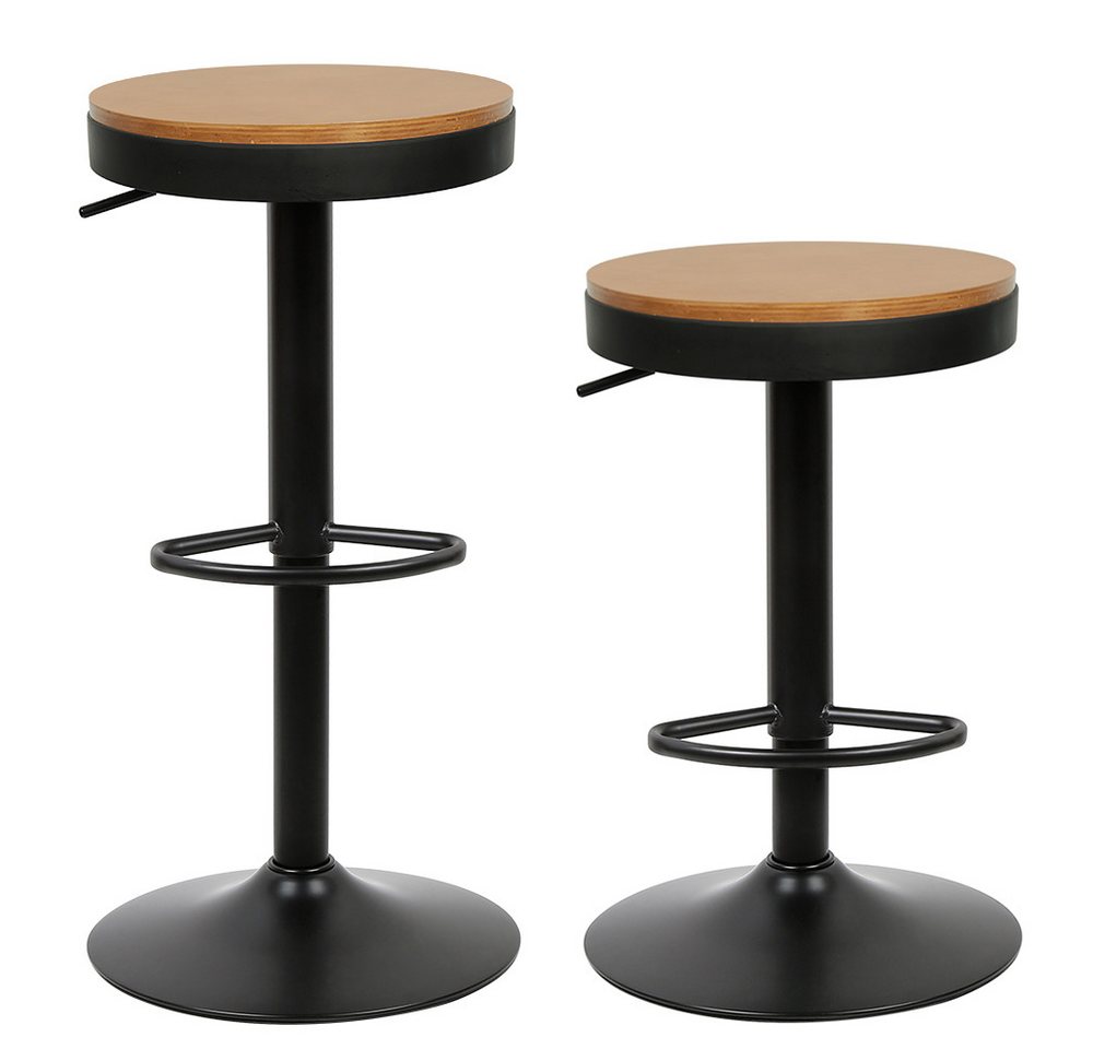JEOBEST Barhocker 2er Set Holz Barstuhl Thekenhocker, Metallrahmen 360° höhenverstellbar drehbar mit Fußstütze Industriell JEOBEST Barhocker 2er Set Holz Barstuhl Thekenhocker, Metallrahmen 360° höhenverstellbar drehbar mit Fußstütze Industriell von JEOBEST