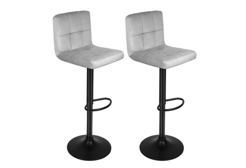JEOBEST Barhocker Barstühle Bar Hocker aus hochwertigem Samt und Metall (2er Set), Höhenverstellbar, Drehstühle mit Rückenlehne von JEOBEST