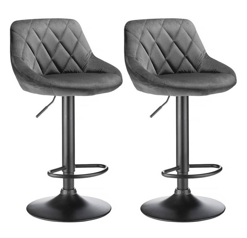 JEOBEST Barhocker Barstühle Bistrohocker Samt Gepolsterte Sitzfläche Höhenverstellbar (2er set), mit Rückenlehne Fußstütze, 360° Drehstuhl von JEOBEST