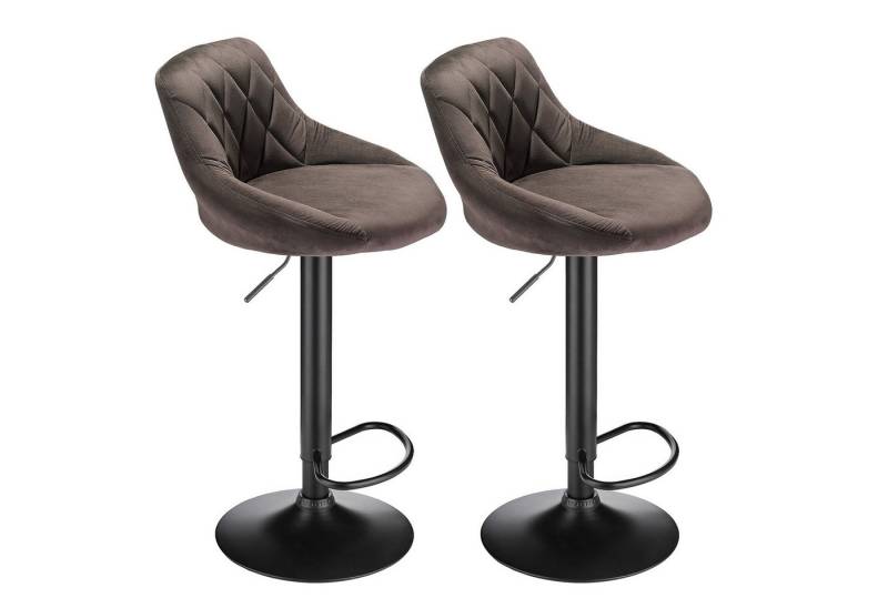JEOBEST Barhocker Barstühle Bistrohocker Samt Gepolsterte Sitzfläche Höhenverstellbar (2er set), mit Rückenlehne Fußstütze, 360° Drehstuhl von JEOBEST