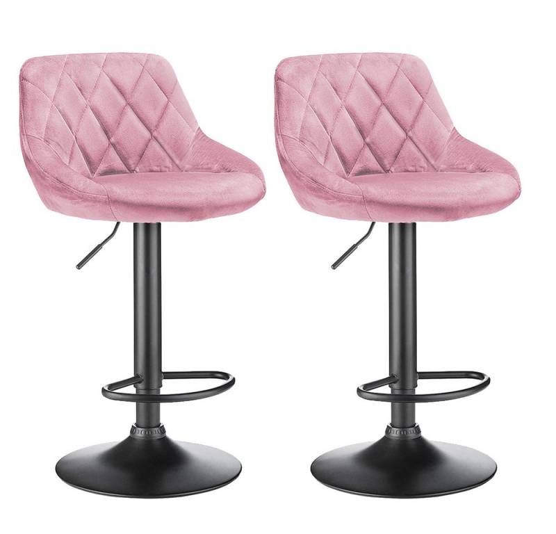 JEOBEST Barhocker Barstühle Bistrohocker Samt Gepolsterte Sitzfläche Höhenverstellbar (2er set), mit Rückenlehne Fußstütze, 360° Drehstuhl von JEOBEST
