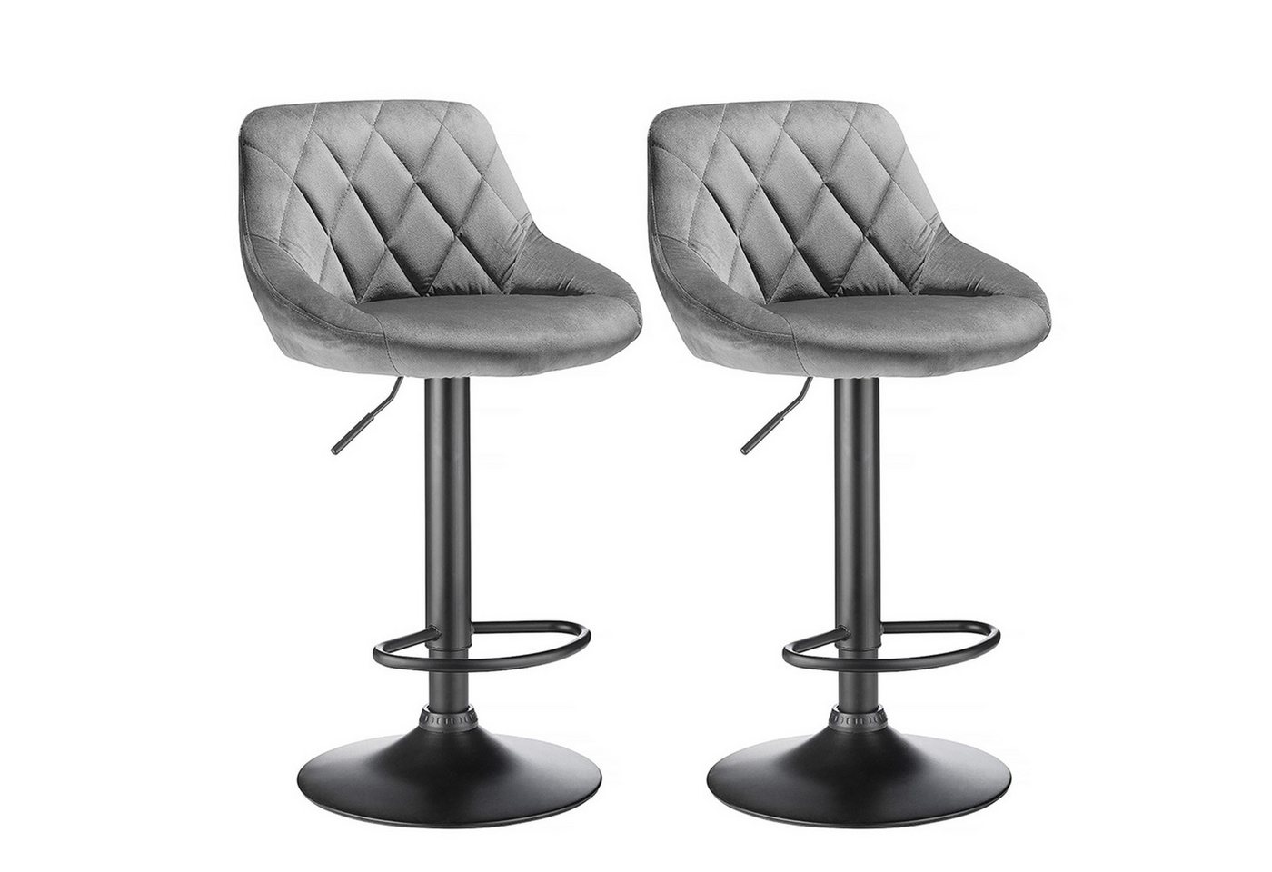 JEOBEST Barhocker Barstühle Bistrohocker Samt Gepolsterte Sitzfläche Höhenverstellbar (2er set), mit Rückenlehne Fußstütze, 360° Drehstuhl von JEOBEST