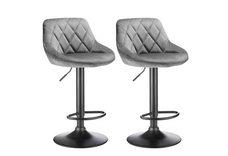 JEOBEST Barhocker Barstühle Bistrohocker Samt Gepolsterte Sitzfläche Höhenverstellbar (2er set), mit Rückenlehne Fußstütze, 360° Drehstuhl von JEOBEST