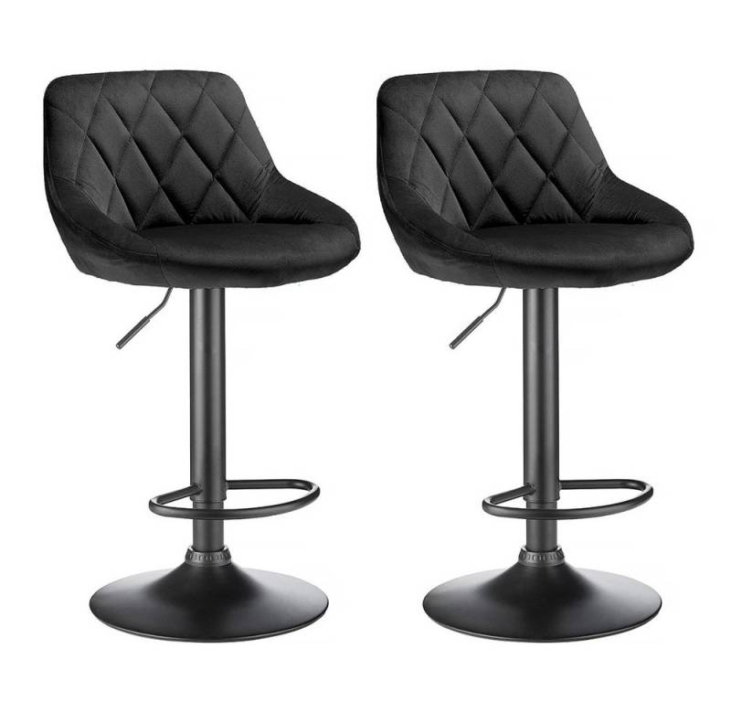 JEOBEST Barhocker Barstühle Bistrohocker Samt Gepolsterte Sitzfläche Höhenverstellbar (2er set), mit Rückenlehne Fußstütze, 360° Drehstuhl von JEOBEST